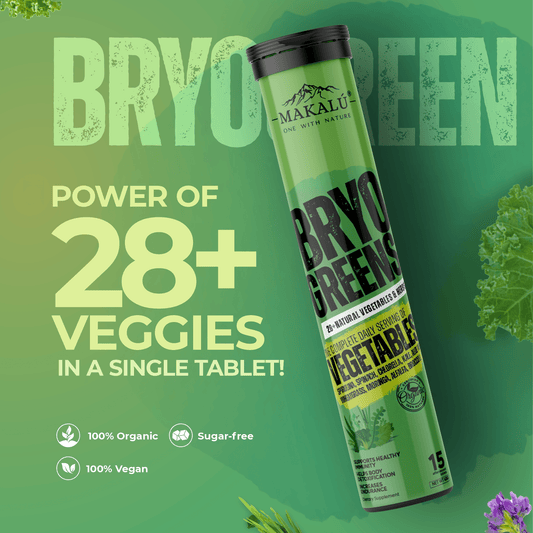 MAKALU BRYOGREENS with goodness Of 28+ Organic Vegetables, 15 Effervescent Tablets - Life of Riley Supplements Trading LLC